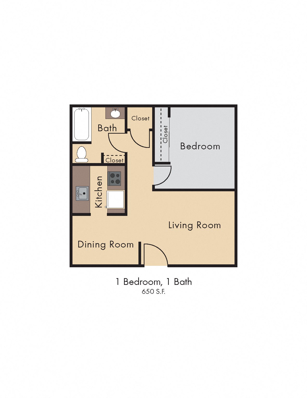 1 Bedroom 1 Bath 2D Floorplan_Southwest Village Apartments, Reno, NV 1 Bedroom 1 Bath 2D Floorplan_Southwest Village Apartments, Reno, NV
